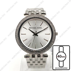 Michael Kors MK3190 Darci Silver Dial Pave Bezel Quarz Edelstahl Damenuhr