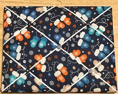 French Bulletin Board Photo Memo Navy Blue Winter Mittens Print 9.4 x 11.8 inch - Image 1 of 3