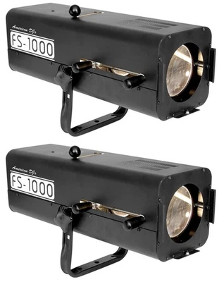 (2) American DJ FS-1000 Followspot Lights w/ 575W Halogen Lamp + Hanging Bracket - Image 1 of 4