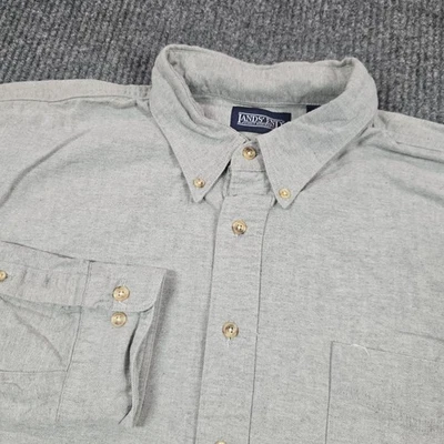 Lands End Shirt Mens Tall XL Gray Oxford Button Down Dress Long Sleeve Made USA - Image 1 of 4