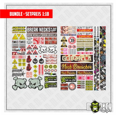 MBBE Paquete de 2 pegatinas Spar 1:18 RC Car - Japón JDM Drift Racer pegatinas tuning