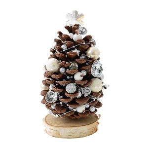 Handmade Wood Mini Christmas Tree with Natural Pinecone for Festive Decoration - Picture 1 of 15