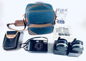 Canon Autoboy 2 AF35M II 35mm Film Camera Bundle Wide Angle Telephoto PARTS/REPR - Picture 1 of 13