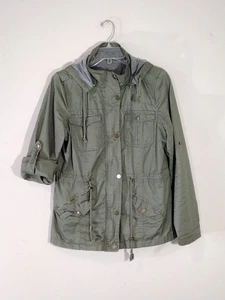 YMI Collection Utility Jacket Wms Lrg Hooded Green Zip Snap Close Military Style - Bild 1 von 17