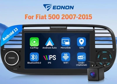 Für Fiat 500 500C 2007-2015 Android 13 Autoradio 7" GPS Navigation CarPlay DAB+ - Bild 1 von 4