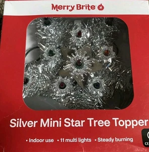 BAUMSPITZE MINI SILBER STERN Mehrfarbig 6" WEIHNACHTEN MERRY BRITE NEU IM KARTON - Bild 1 von 5