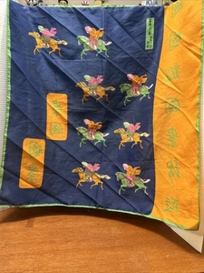 "Bufanda de seda vintage samurai japonés a caballo aproximadamente 25 X 27""" - Imagen 1 de 10