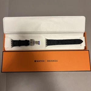 Hermès Black Kilim Simple Tour Band for Apple Watch 46mm Genuine Strap - Photo 1 sur 4