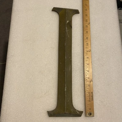 Vintage or Antique Cast Bronze or Brass 16” Letter I Building Marquee Sign - Image 1 of 4