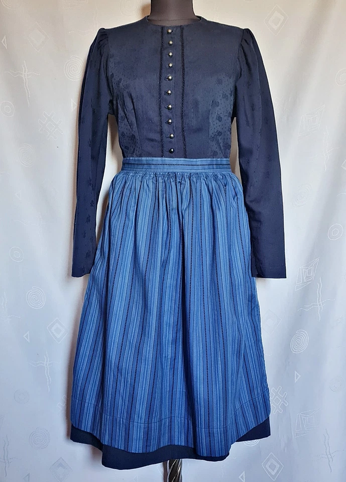 DRESS VINTAGE TRACHTEN TYROL OKTOBERFEST DIRNDL SOLID BLUE WOMEN'S :US 10/EU 38 - Image 1 of 4
