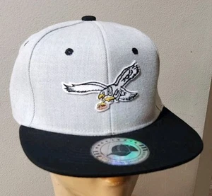 Philadelphia Eagles Old School Cap Flat Bill Snapback Hat Gray & Black Throwback - Picture 1 of 20