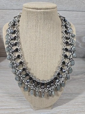 1995 Stephen Dweck Plata de Ley 925 Cuello Babero Perla Ónix Collar Foto 1 de 4