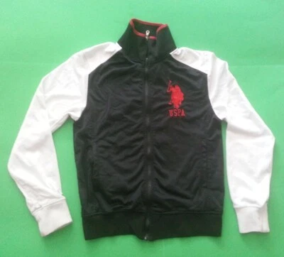 Chaqueta de chándal US POLO ASSN para hombre talla S negra blanca bolsillos con cremallera (20x25x26") Foto 1 de 4