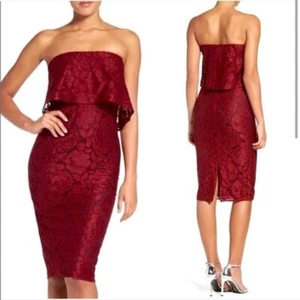 Revolve Likely Maroon Red Strapless Lace Dress Driggs Dress Size 0 NWT - Picture 1 of 4