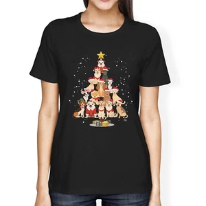 1Tee Damen T-Shirt Loose Fit Hund Weihnachtsbaum - Bild 1 von 15
