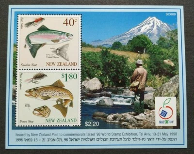 1998 New Zealand Fish Israel World Stamp Exhibition Miniature Sheet MS Mint NH - Image 1 of 2
