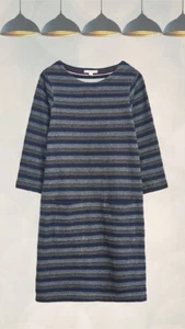 Ex White Stuff Women’s ¾ Sleeve Stripe Shift Dress in Navy Multi - Picture 1 of 3