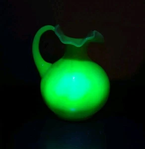 Fenton Burmese Glass Pitcher Pink Jug UV Reactive - Picture 1 of 11