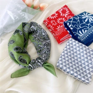 Floral Cotton Linen Square Scarf Head Wraps Lady Neckerchief Soft Neck Scarves - Picture 1 of 19