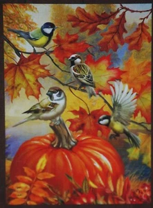 "Autumn Bird Gathering" Decorative Garden Flag 18"x12.5 - Picture 1 of 10