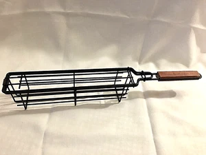 Kabob Grillkorb Brookstone Grill Fleisch Gemüse Holzgriff Schiebeverschluss - Bild 1 von 9