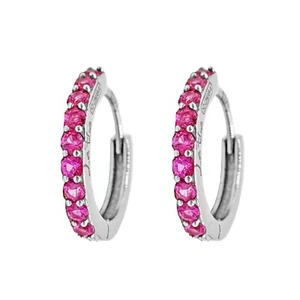 Par De Pendientes de Aro Fucsia de Plata 925 Rodiado - Hoops Collection - Imagen 1 de 53