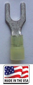 (100) 12-10 #6 NYLON FORK SPADE TERMINAL ELECTRICAL CONNECTOR MADE IN USA - Picture 1 of 1