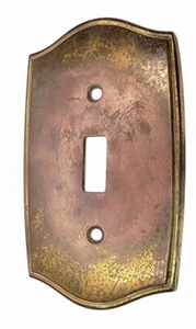 Vintage Art Deco Style Lightswitch Plate Metal Brass - Picture 1 of 6