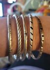 Vintage Lot Of 5 Sterling Silver Bangle Bracelets Mexican Stackable Mexico 69gr