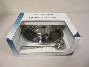 Tramontina Stainless Steel Gravy Boat Set with Underplate and Ladel 80212/557 - Picture 1 of 4