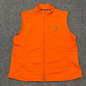 Ralph Lauren Vest Mens Large Orange Zip Performance Jacket Big Pony Polo Golf - Picture 1 of 16