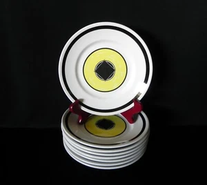 Nikko FOREMOST Bread Plates 6.25" (Set of 8) White Yellow Black Ironstone - Picture 1 of 5