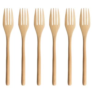 ForksWooden Forks 6 Pieces Japanese Wood Salad Dinner Fork for Adult - Picture 1 of 9