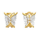 Ioka - 14K Two Tone Gold Butterfly Lever Back Earrings W/Clip Lock