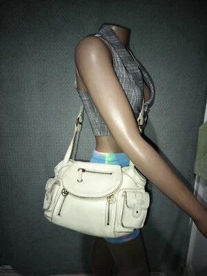 Bolso Bandolera Linea Pelle Off White Cuero Guijarro Herrajes de Latón Foto 1 de 4