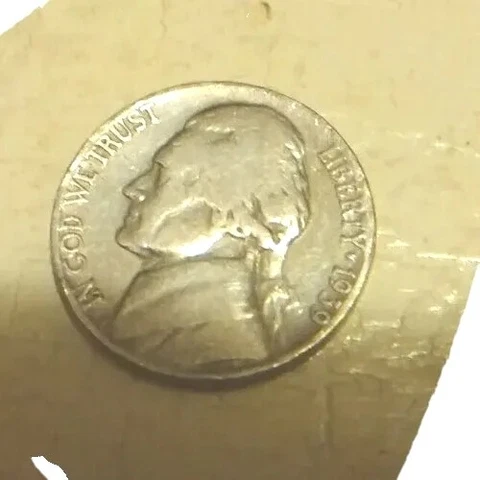 1939 NO MINTMARK,RARE ERROR JEFFERSON NICKEL Cover