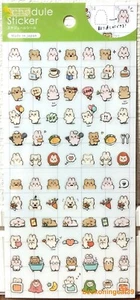 GAIA Animal Schedule Sticker Kawaii Emoticon Rabbit Bear Diary Kid MADE IN JAPAN - Picture 1 of 3