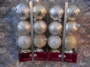 32 Shatterproof Christmas Ornaments Silver w Gold Accents NIB MFSR $29.98 - Picture 1 of 5
