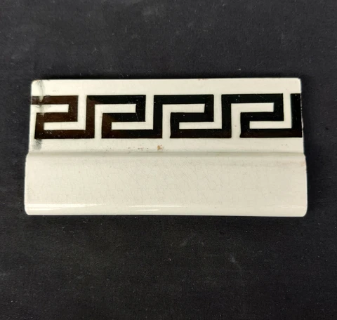 Vintage Black White Majolica Art Nouveau 6 x 3 Architecture Tile Japan CT65 Cover