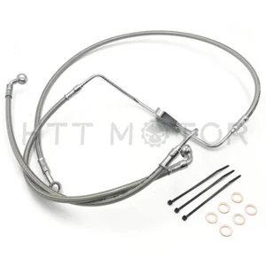 Stainless Brake Line Kit +10" For 08-13 Harley Touring 12"Monkey Handlebars Chro - Foto 1 di 4