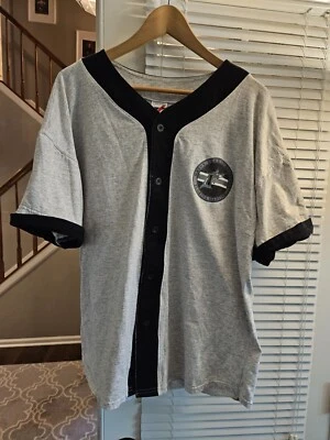 Винтажная хлопковая футболка на пуговицах Florida Marlins 90-е мужская серая MLB Artex L - Изображение 1 из 4