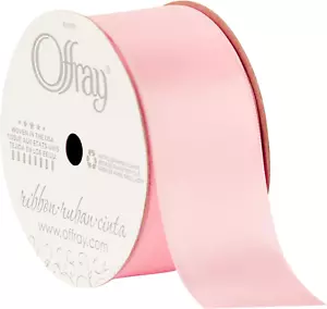 Offray Wide Double Face Satin Ribbon, Light Pink, 1.5 in X 12 Ft - Picture 1 of 12