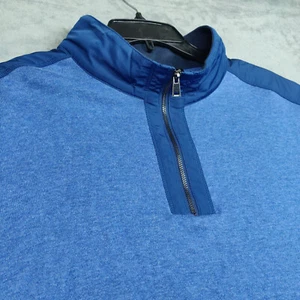 Bugatchi 1/4 Zip Pullover Sweater Mens XXL Heathered Blue Cotton Polyester Trim - Picture 1 of 9