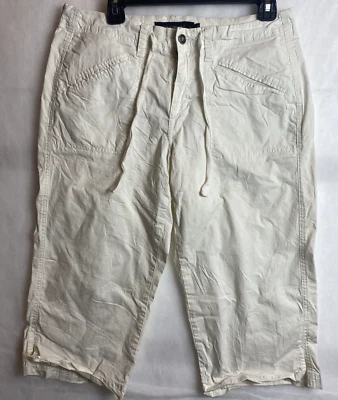 Pantalones cortos elásticos recortados con cordón capri marfil talla 10 de Calvin Klein para mujer Foto 1 de 4