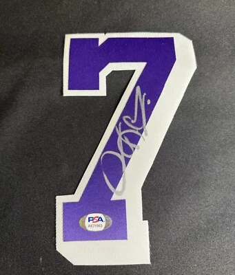 Dennis Rodman Signed Purple Los Angeles Lakers Jersey Number Only 8IN #7 PSA - Image 1 of 3