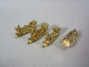 4 Vintage Miniature Railroad Train Locomotives Metal Tokens Figurines Hong Kong - Picture 1 of 11