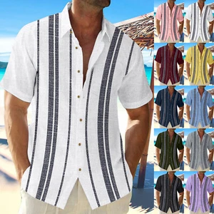 Men's Hawaiian Shirt, Button Down Vintage Short Sleeve Bowling Beach Shirts 🏊 - Picture 1 of 42