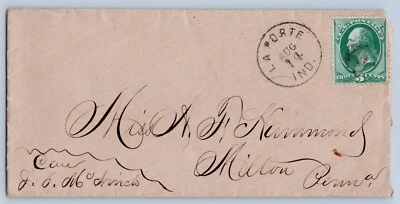 La Porte Indiana IN 1876 Cancel DPO 1832-1893 Fancy Cancel Cover - Image 1 of 2