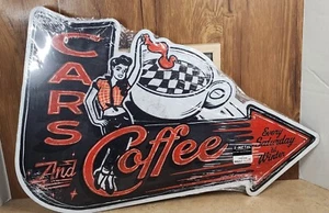 Cars and Coffee Metal Sign Car Show Race Vintage Style Wall Decor - Picture 1 of 2