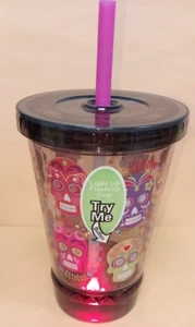 Halloween Themed 18 Oz Purple Light Up Tumbler with Day of the dead/purple straw - Picture 1 of 4
